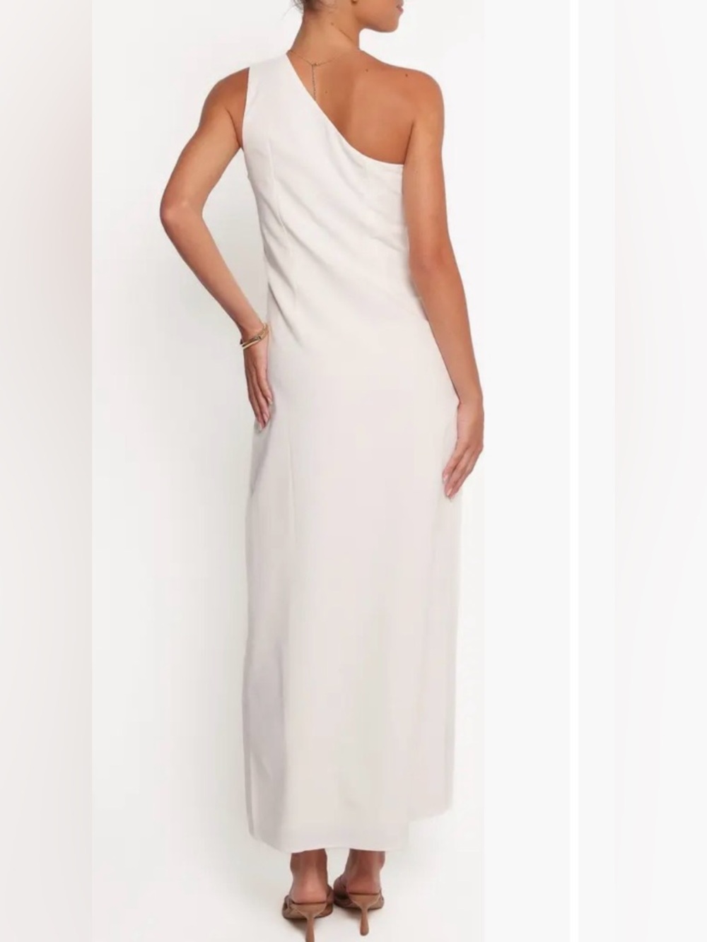 Petal & Pup Chandler one shoulder linen blend  High Side dress - Picture 3 of 7